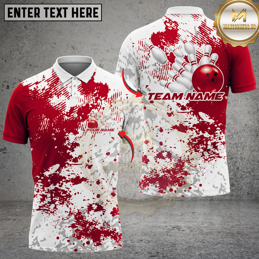 Maxcorners Bowling Shirt Paint Splash Strike Artistic Pattern Multicolor Options Personalized Name, Team Name 3D Shirt (4 Colors)
