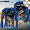 Maxcorners Freshwater Fish Fishing Neon Sport Jersey Style Personalized Name, Team Name Long Sleeve Shirt (6 Breeds)