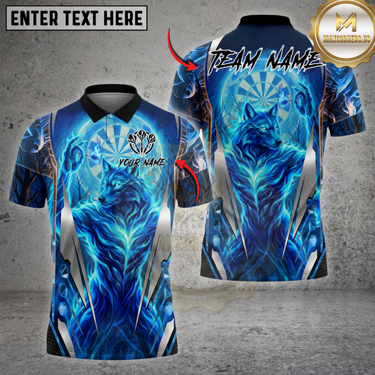 Maxcorners Wolf Dartboard Lightning Shirt Fire Wolf Spirit Design Multicolor Options Personalized Name, Team Name 3D Shirt (4 Colors)