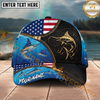 Maxcorners Fishing American Flag Leather Zipper Personalized Name 3D Cap (12 Fish Species)
