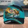 Maxcorners Fishing Deer Lake Outdoor Personalized Name 3D Cap (12 Fish Species)