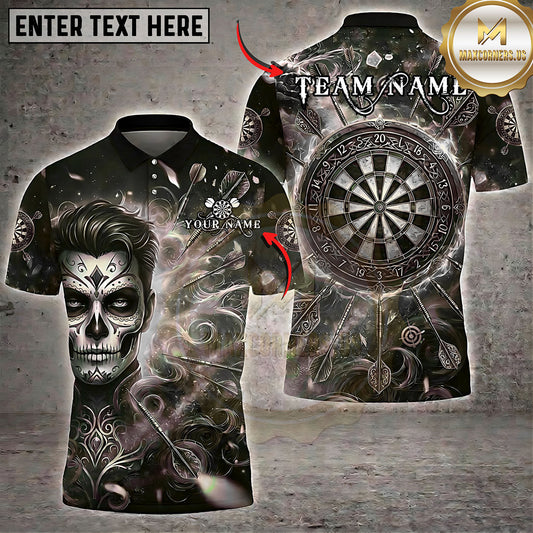 Maxcorners Darts Day of the Dead Gentleman Ornate Dartboard Multiple Options Personalized Name, Team Name 3D Shirt