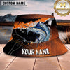 Maxcorners Fishing Bold Orange Black Fishing Scene with Dynamic Splash Personalized Name 3D Bucket Hat (13 Fish Species)