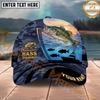 Maxcorners Fishing  Sunset Ocean Camouflage Multi Options Personalized Name 3D Classic Cap (11 Fish Species)