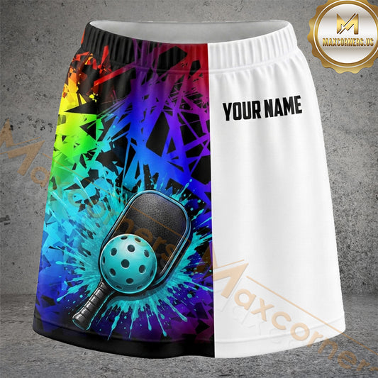 Maxcorners Pickleball Colorful Graffiti Split Panel Ball Personalized 3D Skort, Skirts With Shorts