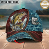 Maxcorners Fishing Red Lightning Water Texture Rope Personalized 3D Cap (12 Fish Species)