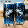 Maxcorners Fishing Tumbler Electric Blue Fire Design Personalized Name Tumbler (13 Species)