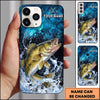 Maxcorners Blue Marble Hexagon Water Splash Personalized Name Phone Case (13 Fish Species)