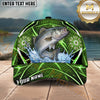 Maxcorners Fishing Green Neon Honeycomb Water Splash Personalized Name 3D Cap (12 Fish Species)
