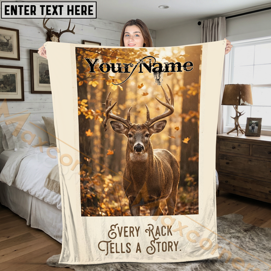 Maxcorners Hunting Every Rack Tells A Story Whitetail Deer Personalized 3D Blanket