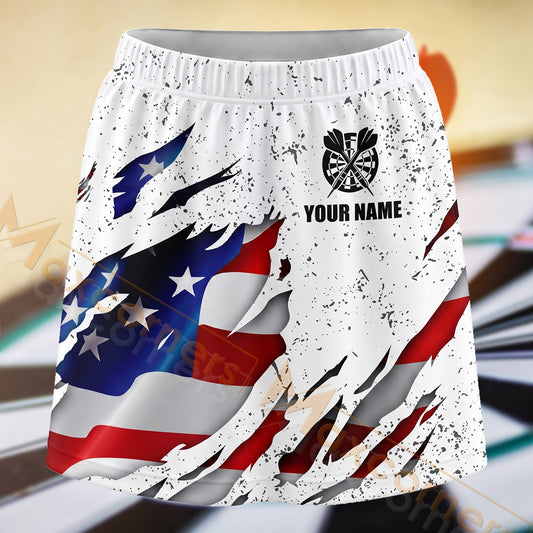 Maxcorners Darts Patriotic Eagle Claw Slash Dartboard Personalized 3D Skort, Skirts With Shorts