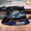Maxcorners Fishing Navy Gold Wave Personalized Name 3D Bucket Hat (12 Fish Species)