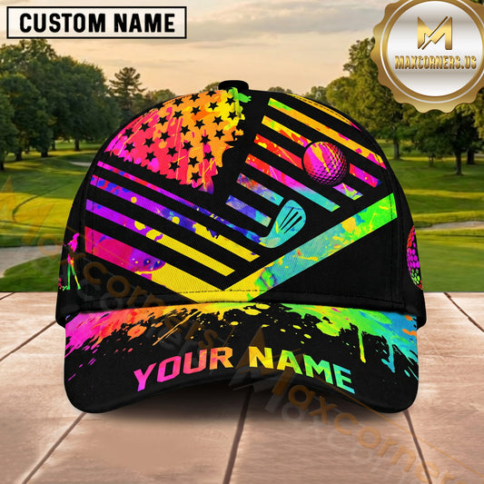 Maxcorners Golf Neon Abstract Shapes Personalized Cap