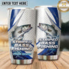 Maxcorners Fishing Tumbler White Blue Hexagon Stripe Design Personalized Name Tumbler (13 Species)