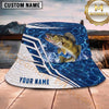 Maxcorners Fishing Blue Ocean White Geometric Scale Personalized 3D Bucket Hat (13 Fish Species)