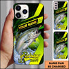 Maxcorners Neon Green Modern Graphic Personalized Name Phone Case (13 Fish Species)