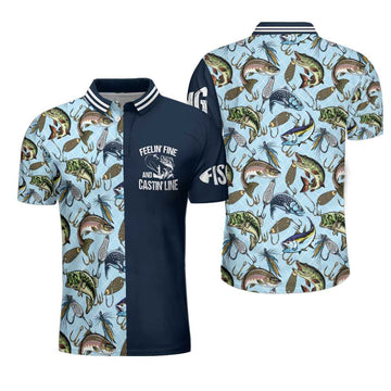 Maxcorners Feelin' Fine And Castin' Line Fishing 3D Polo