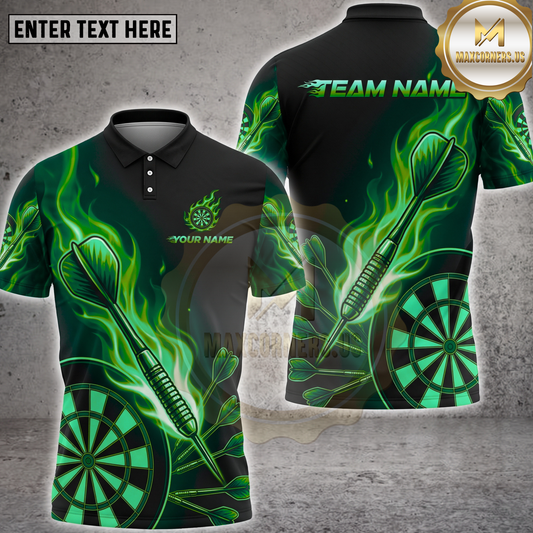 Maxcorners Darts Shirt Flaming Dart Multiple Options Personalized Name, Team Name 3D Shirt