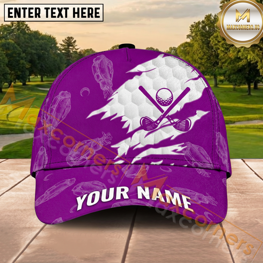 Maxcorners Golf Purple Splatter Golfer Silhouette Personalized Cap