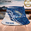 Maxcorners Fishing Blue Ocean White Geometric Scale Personalized 3D Bucket Hat (13 Fish Species)