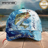 Maxcorners Fishing Blue Water Splash Hook Personalized 3D Classic Cap (12 Fish Species)