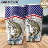 Maxcorners Fishing Tumbler Patriotic Flag Technical Blueprint Design Personalized Name Tumbler (13 Species)