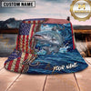Maxcorners Fishing Patriotic American Flag Fishing Design with Dynamic Water Splash Personalized Name 3D Bucket Hat (13 Fish Species)