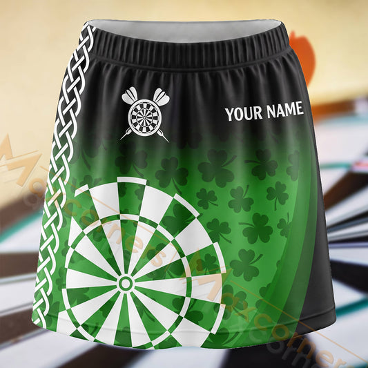Maxcorners Darts Irish Shamrock Dartboard Personalized 3D Skort, Skirts With Shorts