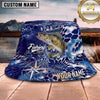 Maxcorners Fishing Deep Blue Ocean Compass Geometric Personalized 3D Bucket Hat (13 Fish Species)