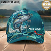Maxcorners Fishing Aqua Camouflage Lace Up Personalized 3D Cap (12 Fish Species)