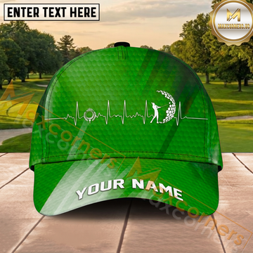 Maxcorners Golf Green Heartbeat EKG Personalized Cap