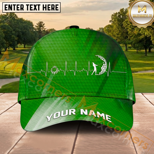 Maxcorners Golf Green Heartbeat EKG Personalized Cap