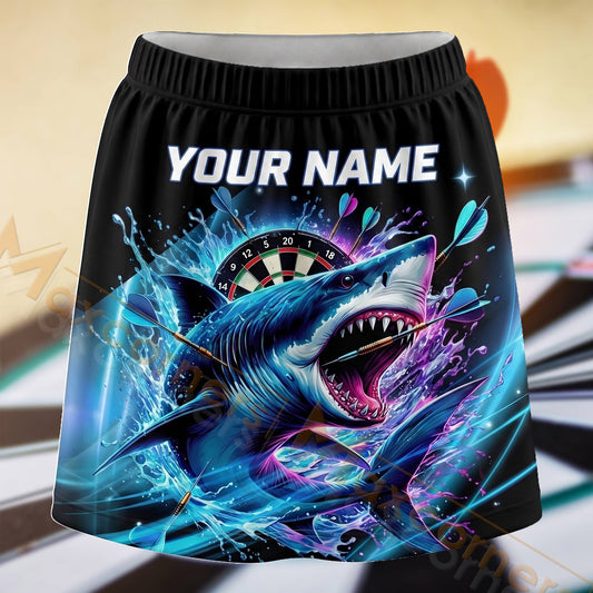 Maxcorners Darts Electric Blue Shark Dartboard Personalized 3D Skort, Skirts With Shorts