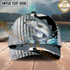 Maxcorners Fishing Green Scale Angler Splash Personalized Name 3D Cap (12 Fish Species)