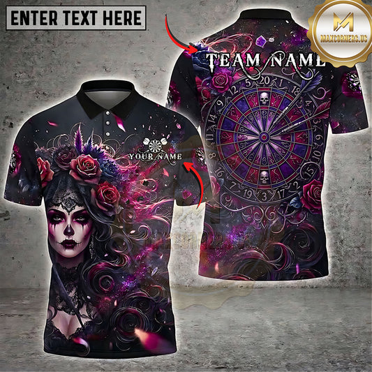 Maxcorners Darts Gothic Rose Lady Mandala Dartboard Multiple Options Personalized Name, Team Name 3D Shirt