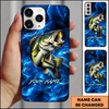 Maxcorners Abstract Blue Smoke Design Custom Name Fishing Phone Case