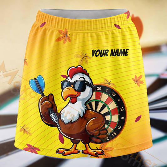 Maxcorners Darts Thanksgiving Turkey Dartboard Personalized 3D Skort, Skirts With Shorts
