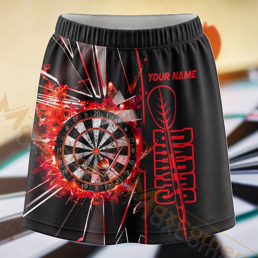 Maxcorners Darts Red Lightning Dartboard Personalized 3D Skort, Skirts With Shorts