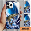 Maxcorners Fishing Blue Ocean Wave Personalized Name Phone Case (12 Fish Species)