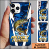 Maxcorners Blue Camo Lightning Water Splash Personalized Name Phone Case (13 Fish Species)