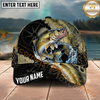 Maxcorners Fishing Olive Compass Scale Water Splash Personalized Name 3D Cap (12 Fish Species)