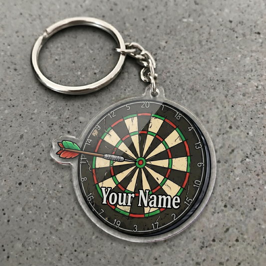 Maxcorners Classic Darts Board Personalized Name Keychain