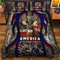 Maxcorners Personalized Name Premium USA Deer Hunting Quilt Bedding Set (Multi Color Options)
