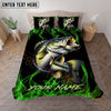 Maxcorners Fishing Green Flame Personalized Name Unisex 3D Bedding Set (13 Fish Species)