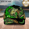 Maxcorners Fishing Green Flame Tribal Personalized Name 3D Shirt (13 Fish Species)