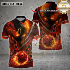 Maxcorners Bowling Shirt Flame Skull Multioptions Personalized Name, Team Name Unisex 3D Shirt (4 Colors)