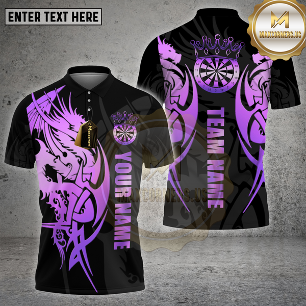 Maxcorners Dragon Dart Shirt Golden Tribal Multioptions Personalized Name, Team Name Unisex 3D Shirt (4 Colors)