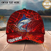 Maxcorners Fishing Red Geometric Splash Pattern Personalized Name 3D Cap (12 Fish Species)