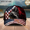 Maxcorners Fishing Grunge American Flag Reaper Personalized Name 3D Cap (12 Fish Species)