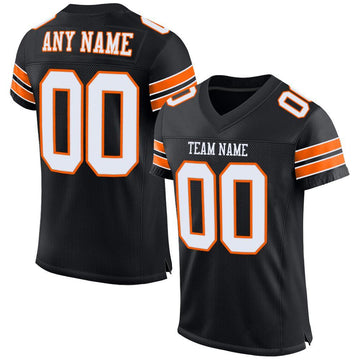 Maxcorners Custom Black White-Orange Mesh Authentic Football Jersey LM2605
